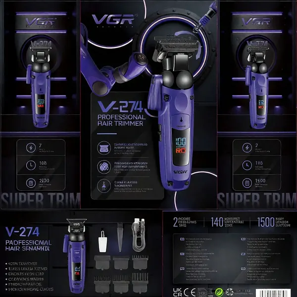 VGR Tриммер для волос В-274 Purple