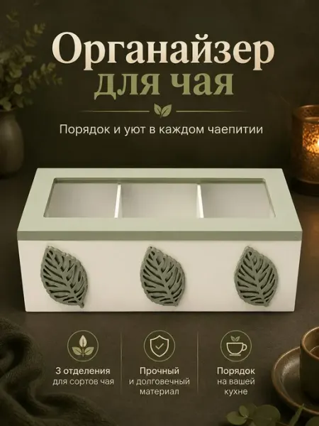Органайзер для чайных пакетиков "Листья", 3 отделения Elan Gallery