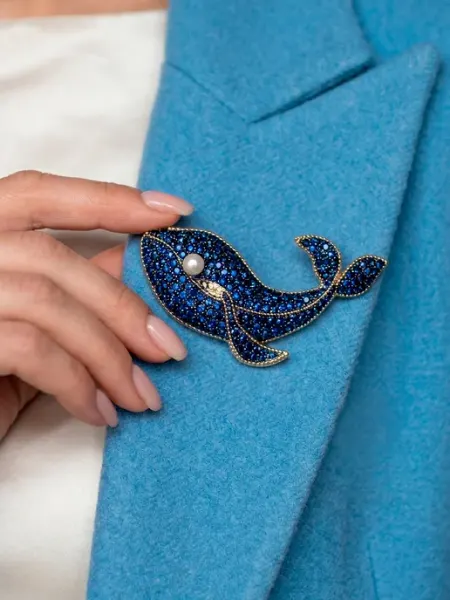 Брошь на пиджак блузку, Кит, оригинальная стильная DESIGNER JEWERLY