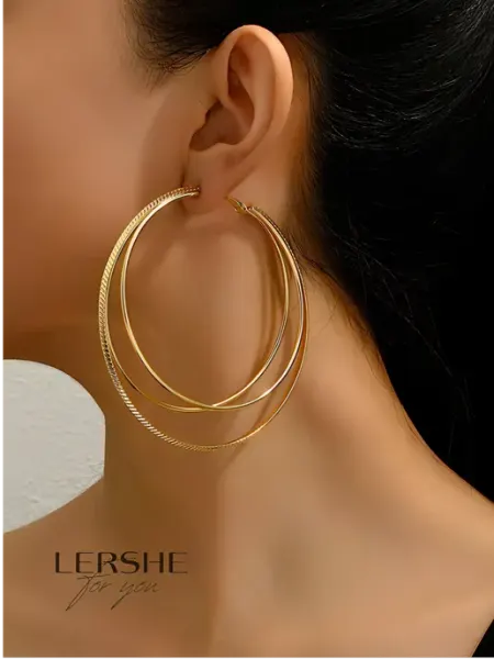 Серьги кольца большие бижутерия LERSHE