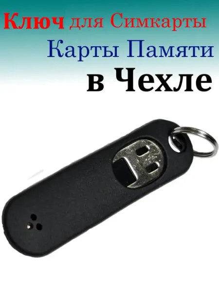Ключ скрепка для сим карты в черном чехле