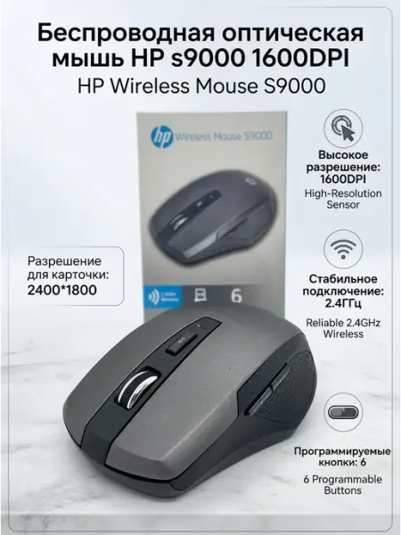 Мышь беспроводная s9000 1600dpi радиоканал HP