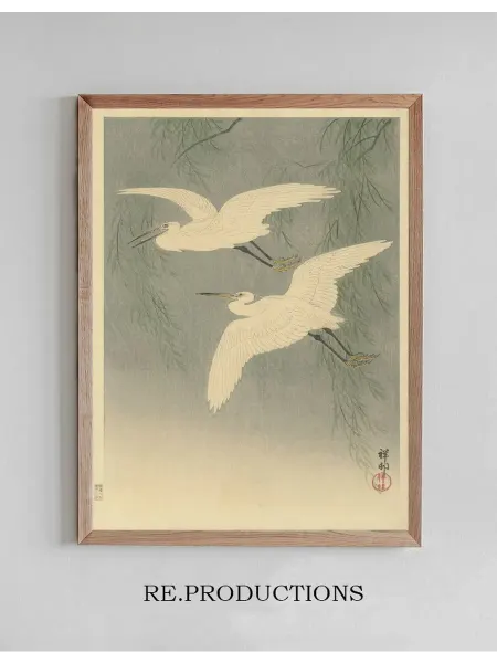 Re.productions Постер Little Egrets in flight - Ohara Koson