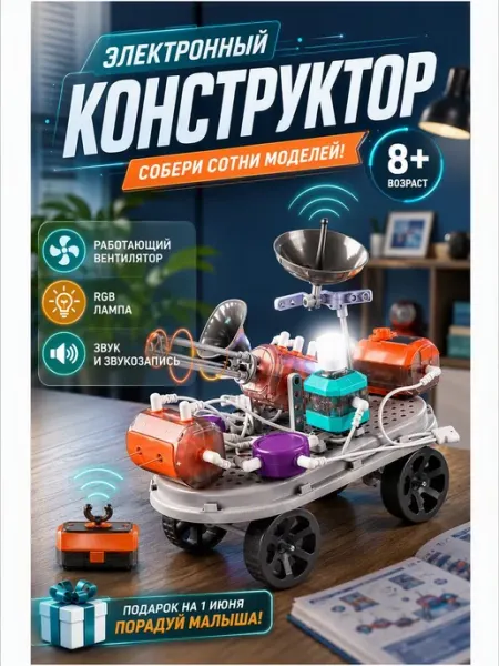 Конструктор электронный 201 деталь, 110 схем MLADEN