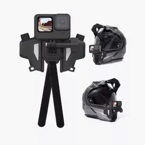 Крепление Telesin GP-HBM-MT2-YH на шлем мотоцикла черное для экшн-камеры GoPro, SJCAM, EKEN / фиксатор экшн камеры для фото и видео съёмки /держатель гоу про на мотошлем