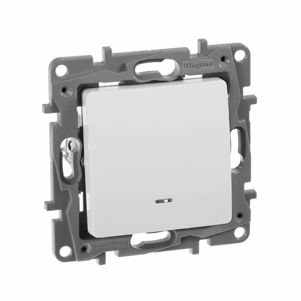 Legrand Etika Белый Выключатель 1-клавишный с подсветкой, 10А, Винтовые клеммы 672203