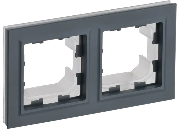 Рамка IEK BRITE РУ-2-БрГ-44, IP44, 2-х местная, графитовая, пластик