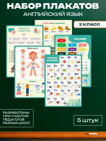 Набор плакатов А3 для школы Английский язык (2 класс) Школа и точка