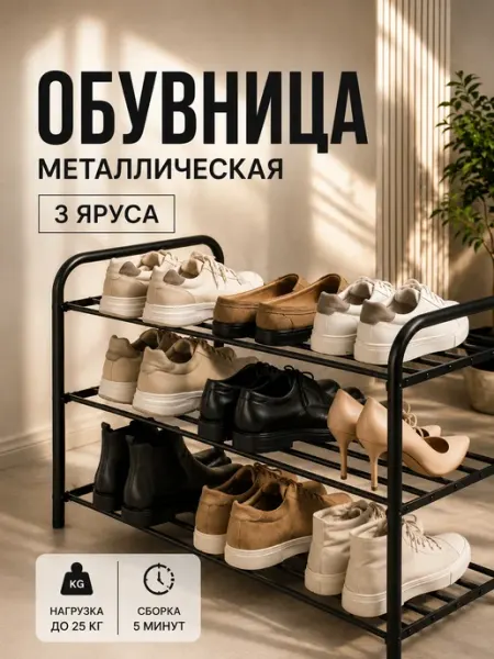 Elchehome Обувница в прихожую металлическая этажерка открытая