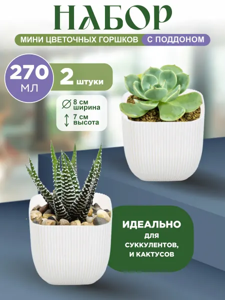 GDS Comfort Набор мини горшков для комнатных цветов 270 мл 2 штуки