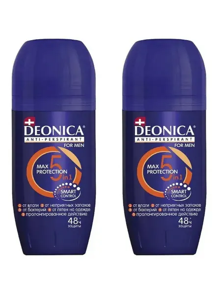 DEONICA Дезодорант твердый For Men 5Protection 2 штуки по 40 мл