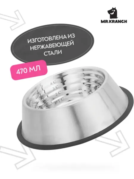 Mr. Kranch Миска из нержавеющей стали 470 мл, контроль объема порции