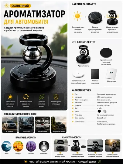 Автомобильный ароматизатор на солнечной энергии STAR Electromagnetic