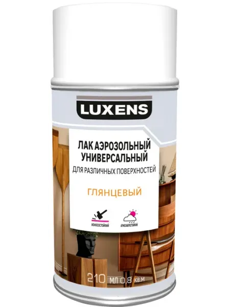 Luxens Лак аэрозольный алкидный глянцевый бесцветный 210 мл