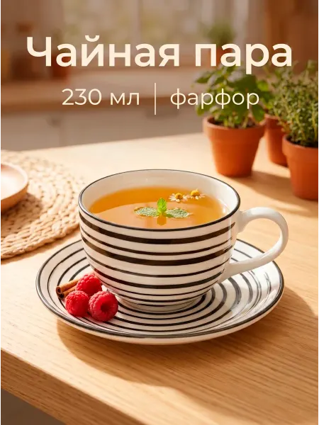 Magistro Кружка для чая и кофе подарочная 230 мл, с блюдцем