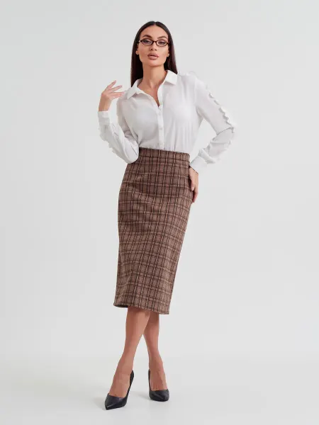 ELEGANTO Юбка карандаш в клетку миди весна