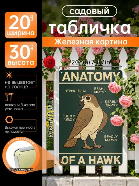 Уличный декор Железная картина Ястреб, подарок