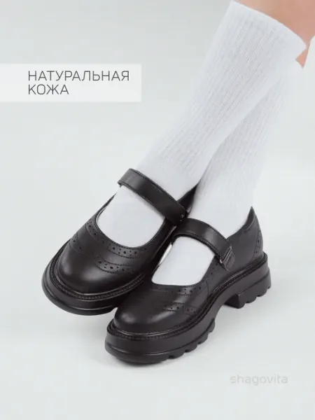 Туфли на низком каблуке мэри джейн натуральная кожа Шаговита