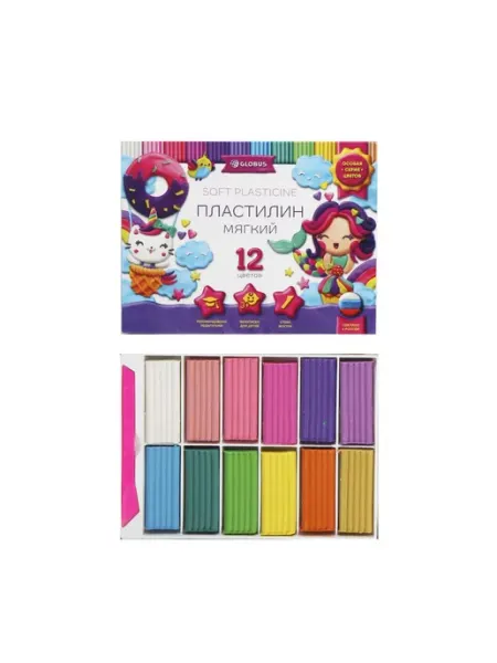 Пластилин, 12 цветов, 240 гр, мягкий, стек - 5 шт NoName
