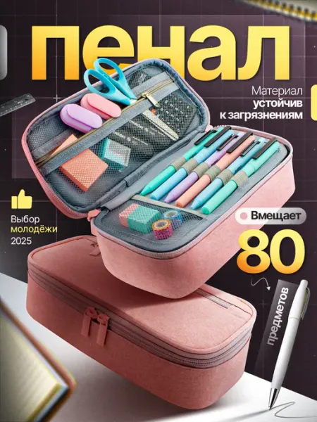 Пенал школьный для канцелярии в подарок ребенку девочке DecoBAR