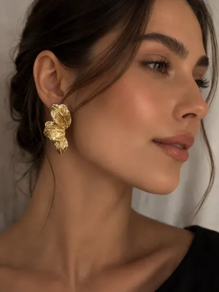 ElenStyle Серьги бижутерия листья объемные
