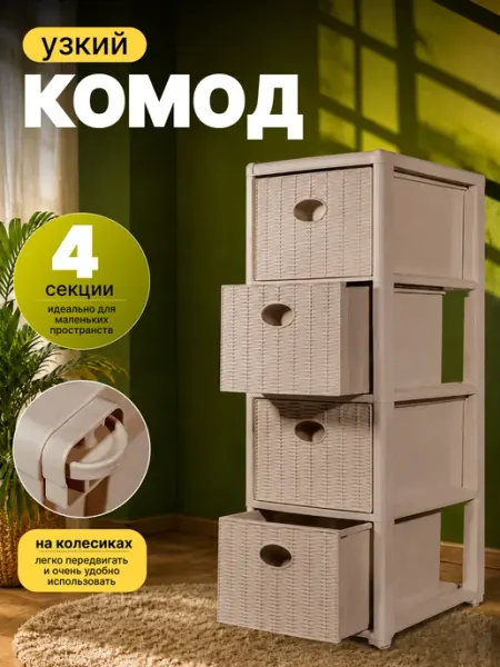 ELF plast Комод пластиковый с ящиками на колесиках