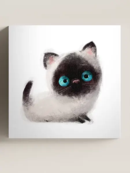 Картина на холсте в детскую для девочки "Котик" 40х40 см Postermarket