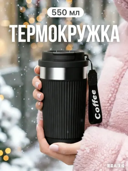 Phibo Термостакан для напитка кофе чая термокружка с крышкой 550мл