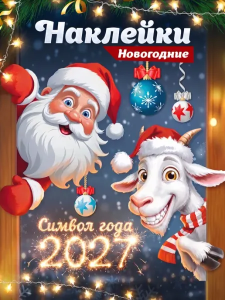 Наклейки новогодние на окна, Новый год 2027