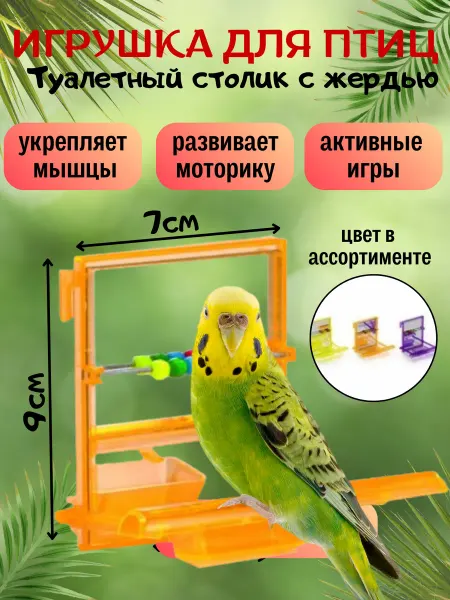 Туалетный столик для птиц с жердью Случайный цвет