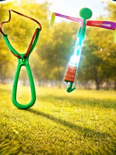Летающая рогатка – игрушка с LED вертолётом для детей