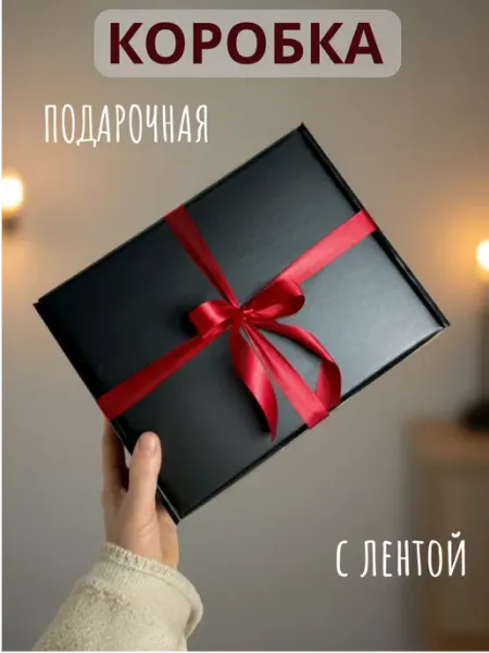 Черная Подарочная Коробка Большая 25х20х10 см с Лентой