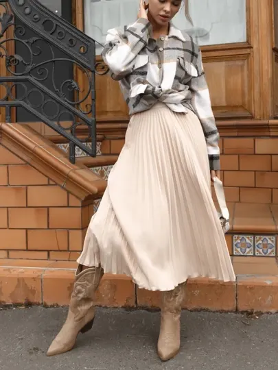 Юбка плиссе миди, для офиса и школы - EllyFashion