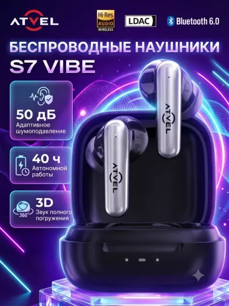 Наушники беспроводные S7 VIBE для телефона с шумоподавлением Atvel