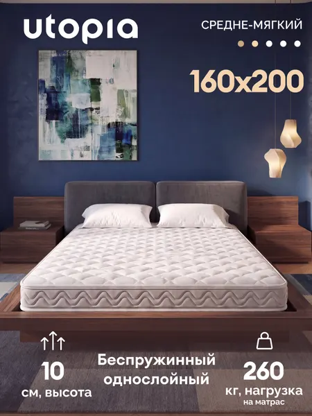 Матрас 160х200 беспружинный, ортопедический UTOPIA Foam Relax