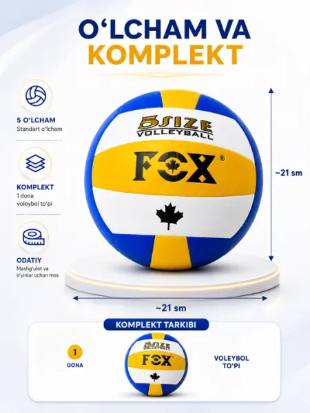 Волейбольный мяч FCX, размер 5, для тренировок и игр, сине-жёлто-белый