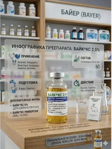 Байкокcs раствор для животных от кокцидиоза 10 мл