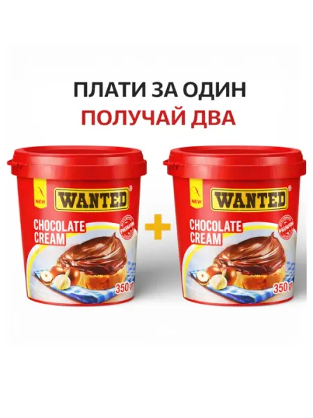 2 шт. шоколадный крем WANTED с фундуком, по 350 г каждый, 9 × 9,5 см, производитель Ne’mat