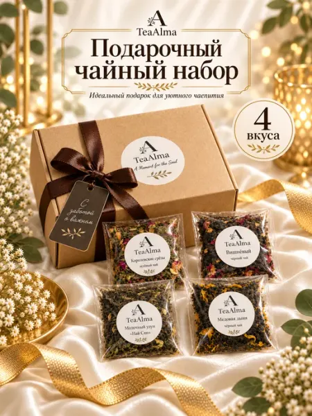 Подарочный мини набор чая с 4 вкусами