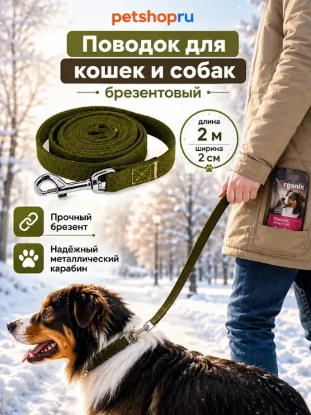 Поводок для кошек и собак брезентовый 2 метра Yami Yami PetShop