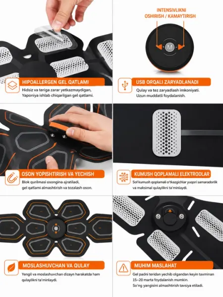 Массажер для живота, Smart Fitness EMS – миостимулятор, массажер