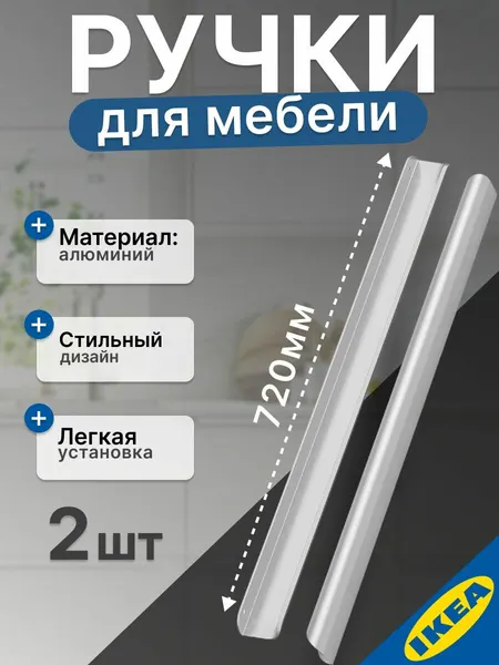 Ручка мебельная 720 мм 2 шт. нержавеющая сталь IKEA BILLSBRO бильсбру