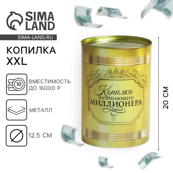 Копилка XXL «Начинающего миллионера», 20 х 12,5 см, 4172147