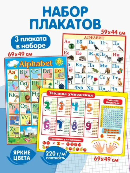 Плакаты таблица умножения русский английский алфавит Мир открыток