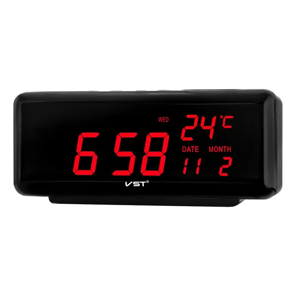 Сетевой будильник Vst762W-1 часы 220В красн. цифры+USB кабель (без адаптера)