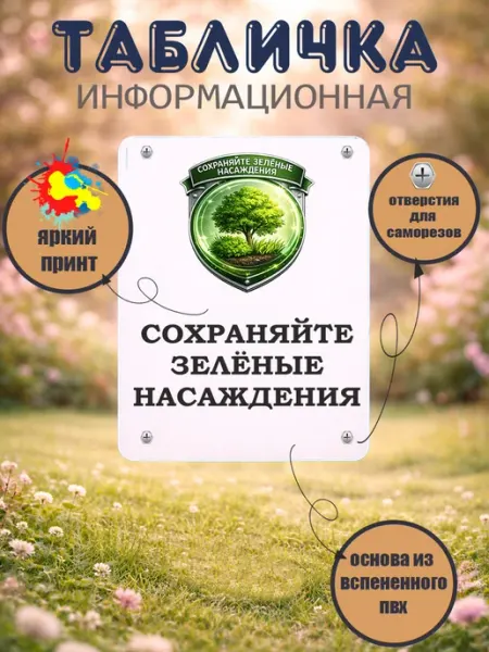 Табличка прямоугольная "Сохраняйте зелёные насаждения"