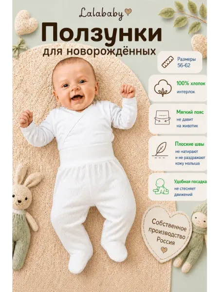 Ползунки для новорожденных Молочные штанишки фактурные Lalababy
