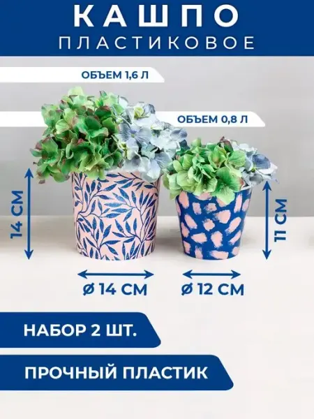 Набор пластиковых кашпо для цветов 2 в 1 Сима-Ленд & Дарите Счастье