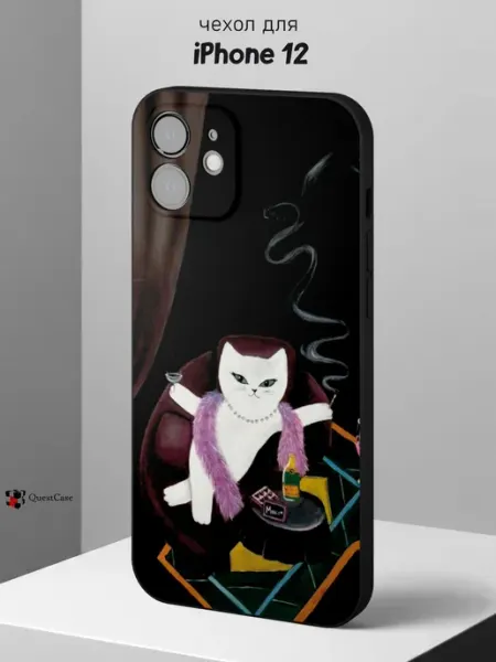 Чехол на iPhone 12 с принтом Кошка QuestCase