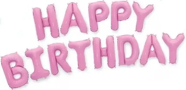 Набор шаров-букв (16'/41 см) Мини-Надпись "Happy Birthday", Светло-розовый, 1 шт. в упак.